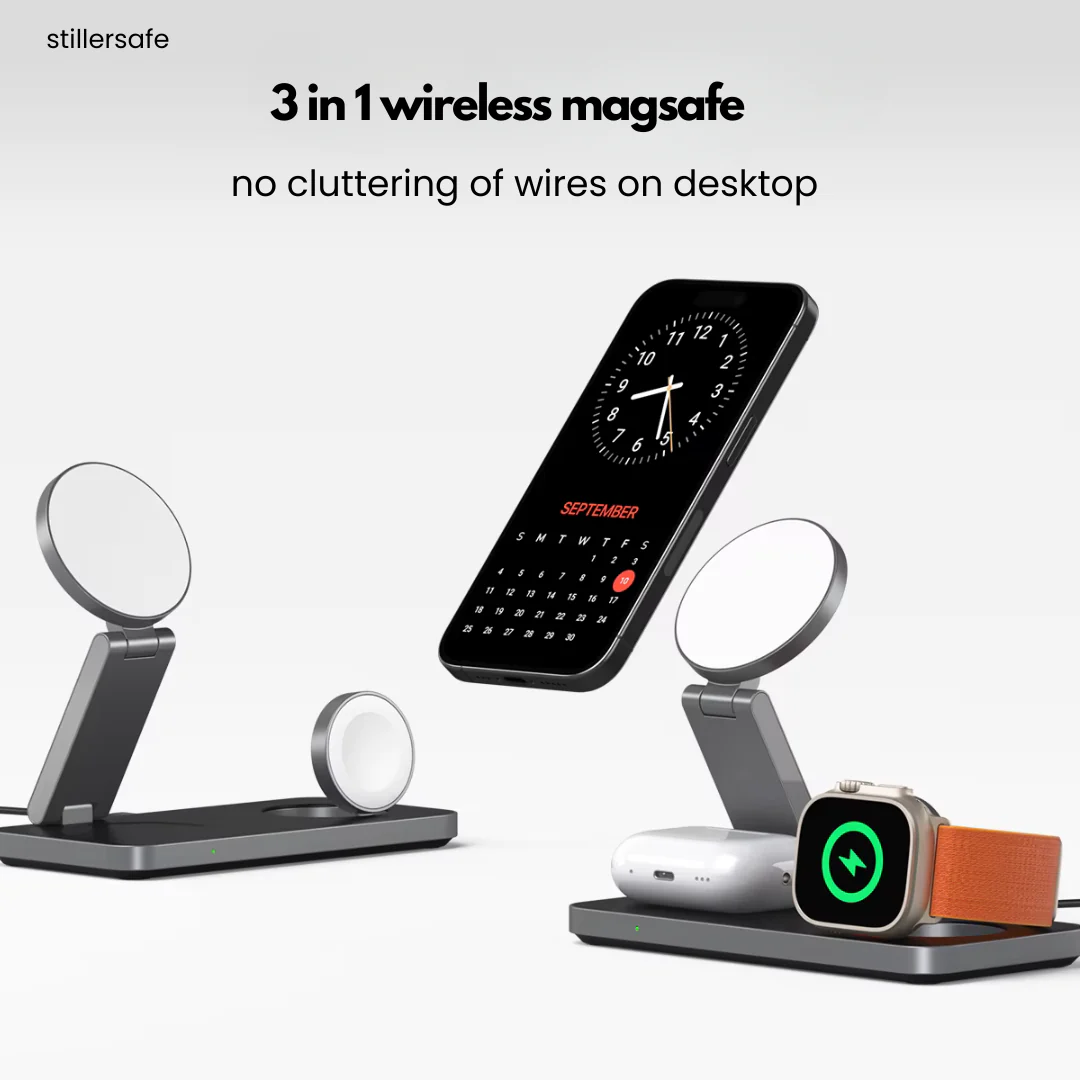 3-in-1 Foldable MagSafe Charger Stand for iPhone 12–17, Apple Watch & AirPods Pro - Image 5