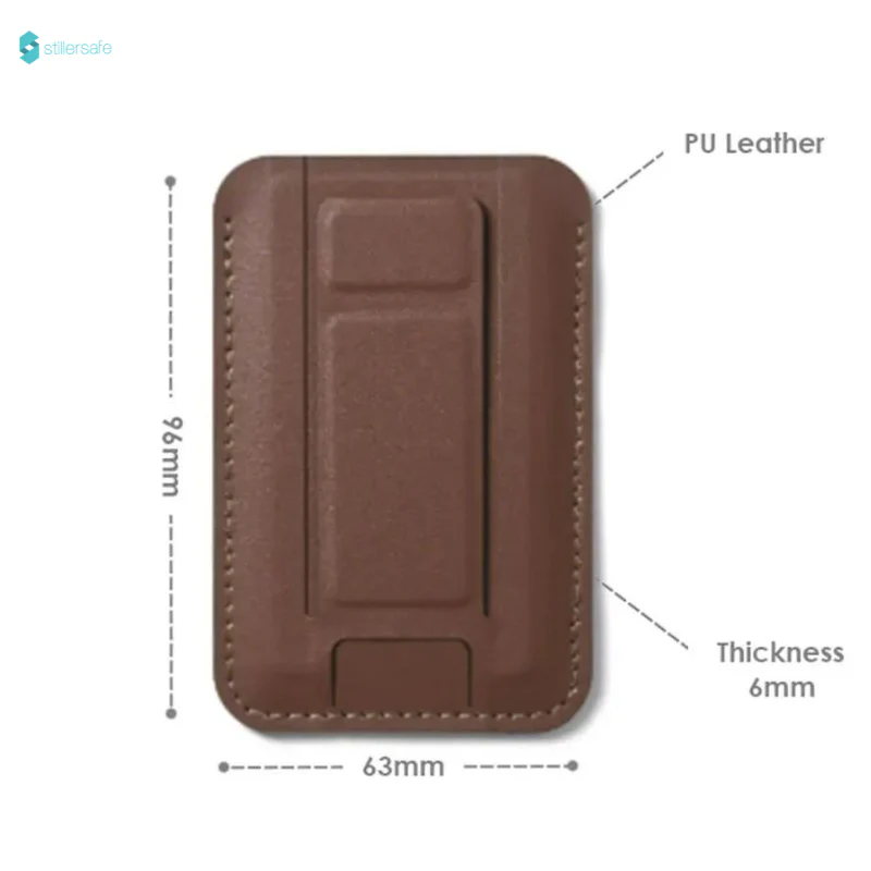 PU Leather Magnetic Card Holder - Foldable 3 Way Phone Stand - Image 3